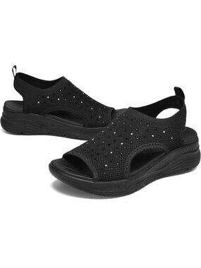 Women's Black 1 Comfortable Orthopaedic Arch Support Walking Athletic Sandals